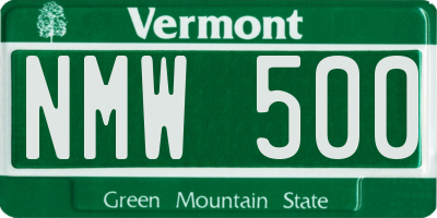 VT license plate NMW500