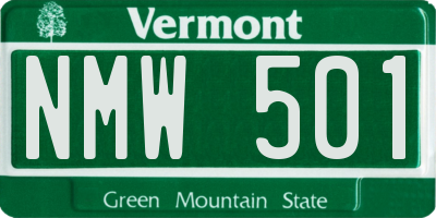 VT license plate NMW501