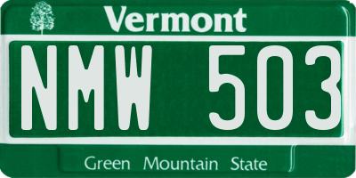 VT license plate NMW503