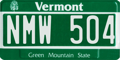 VT license plate NMW504