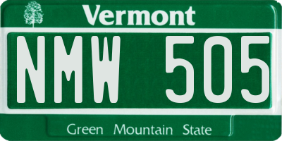 VT license plate NMW505