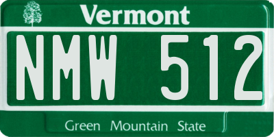 VT license plate NMW512