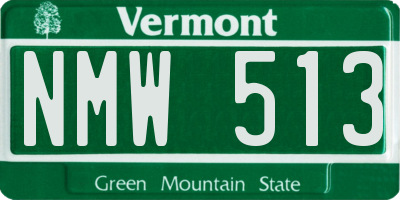 VT license plate NMW513