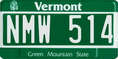 VT license plate NMW514
