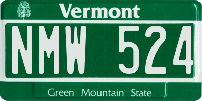 VT license plate NMW524