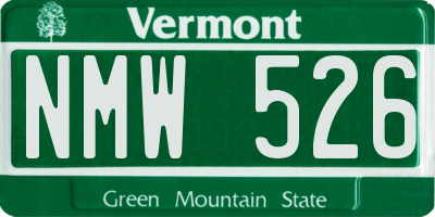 VT license plate NMW526