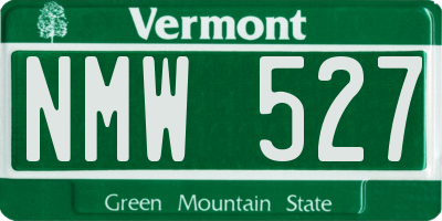 VT license plate NMW527