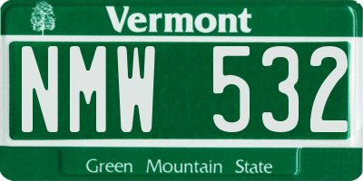 VT license plate NMW532