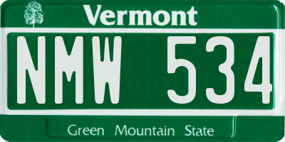 VT license plate NMW534