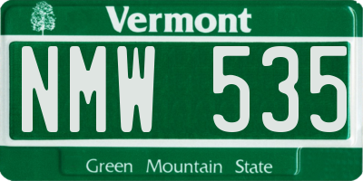 VT license plate NMW535