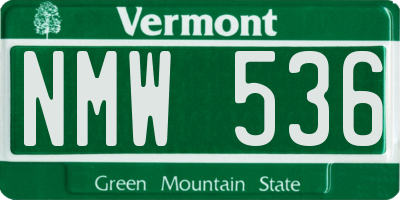 VT license plate NMW536