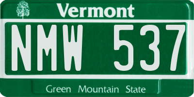VT license plate NMW537