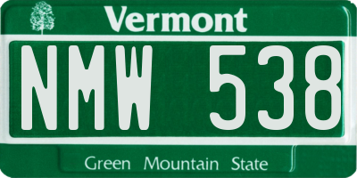 VT license plate NMW538