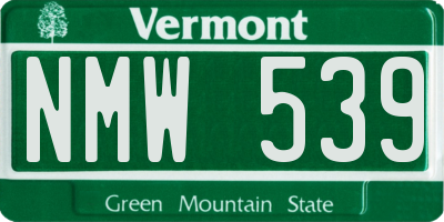 VT license plate NMW539