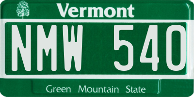 VT license plate NMW540
