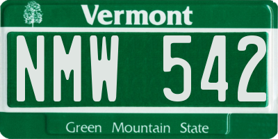 VT license plate NMW542