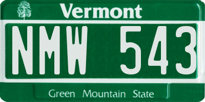 VT license plate NMW543