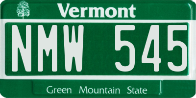 VT license plate NMW545