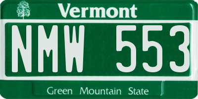 VT license plate NMW553