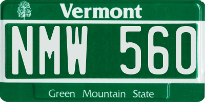 VT license plate NMW560