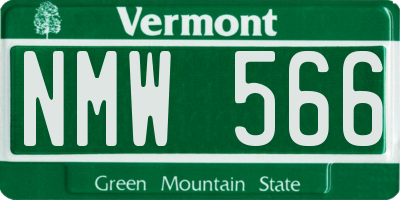 VT license plate NMW566