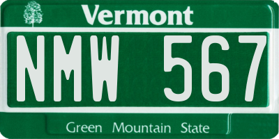 VT license plate NMW567