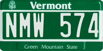 VT license plate NMW574