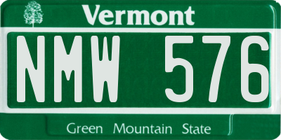 VT license plate NMW576