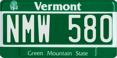 VT license plate NMW580