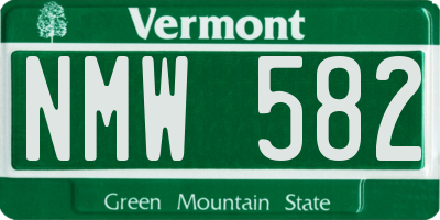 VT license plate NMW582