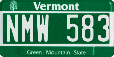 VT license plate NMW583
