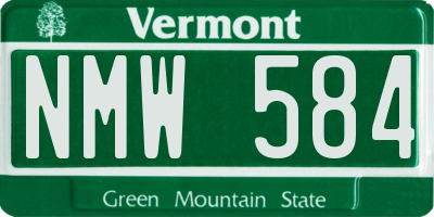 VT license plate NMW584