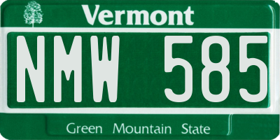 VT license plate NMW585