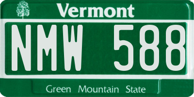 VT license plate NMW588