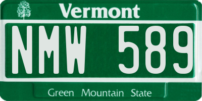 VT license plate NMW589