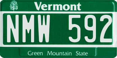 VT license plate NMW592