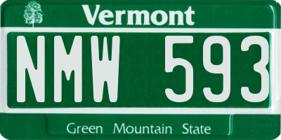 VT license plate NMW593
