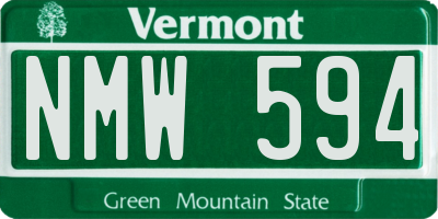 VT license plate NMW594