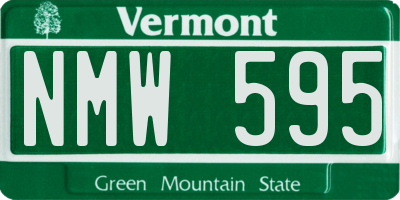 VT license plate NMW595