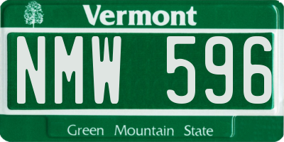 VT license plate NMW596