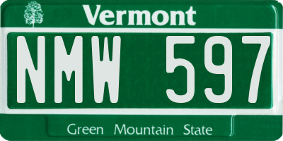 VT license plate NMW597