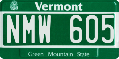 VT license plate NMW605