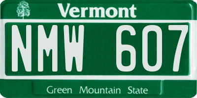 VT license plate NMW607