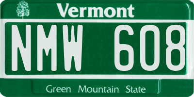 VT license plate NMW608
