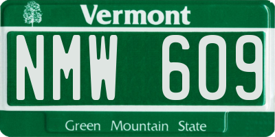VT license plate NMW609