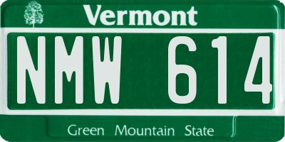 VT license plate NMW614