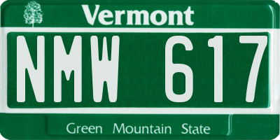 VT license plate NMW617