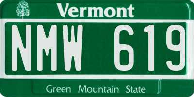 VT license plate NMW619