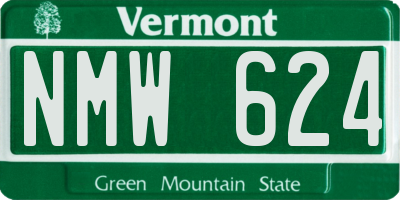 VT license plate NMW624