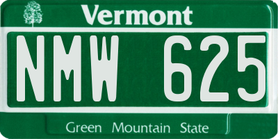 VT license plate NMW625